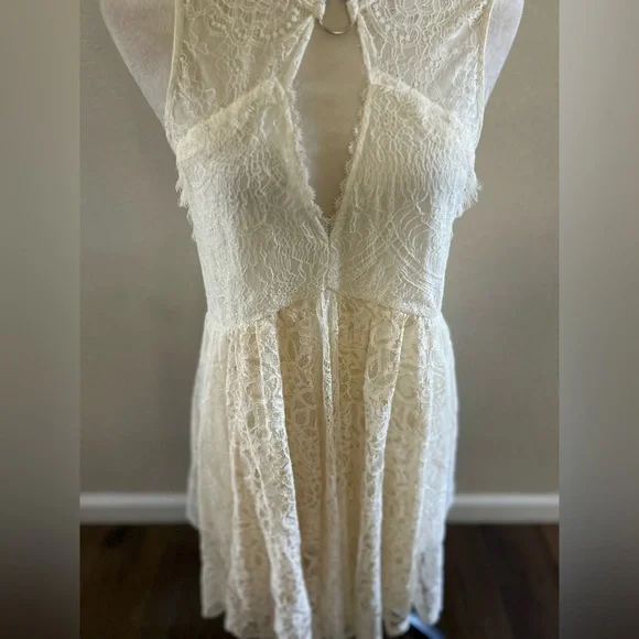 Free People Dint you Dare ivory Lace Sleeveless Dress size s/p - Picture 6 of 10